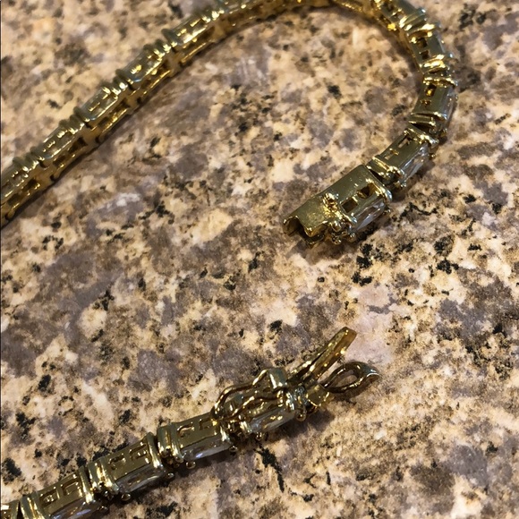 Gold Color over Sterling Tennis Style Bracelet - Picture 8 of 17